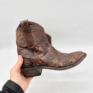 Old Gringo Brown Distressed Western Ankle Boots Women’s 6 Cowboy Booties